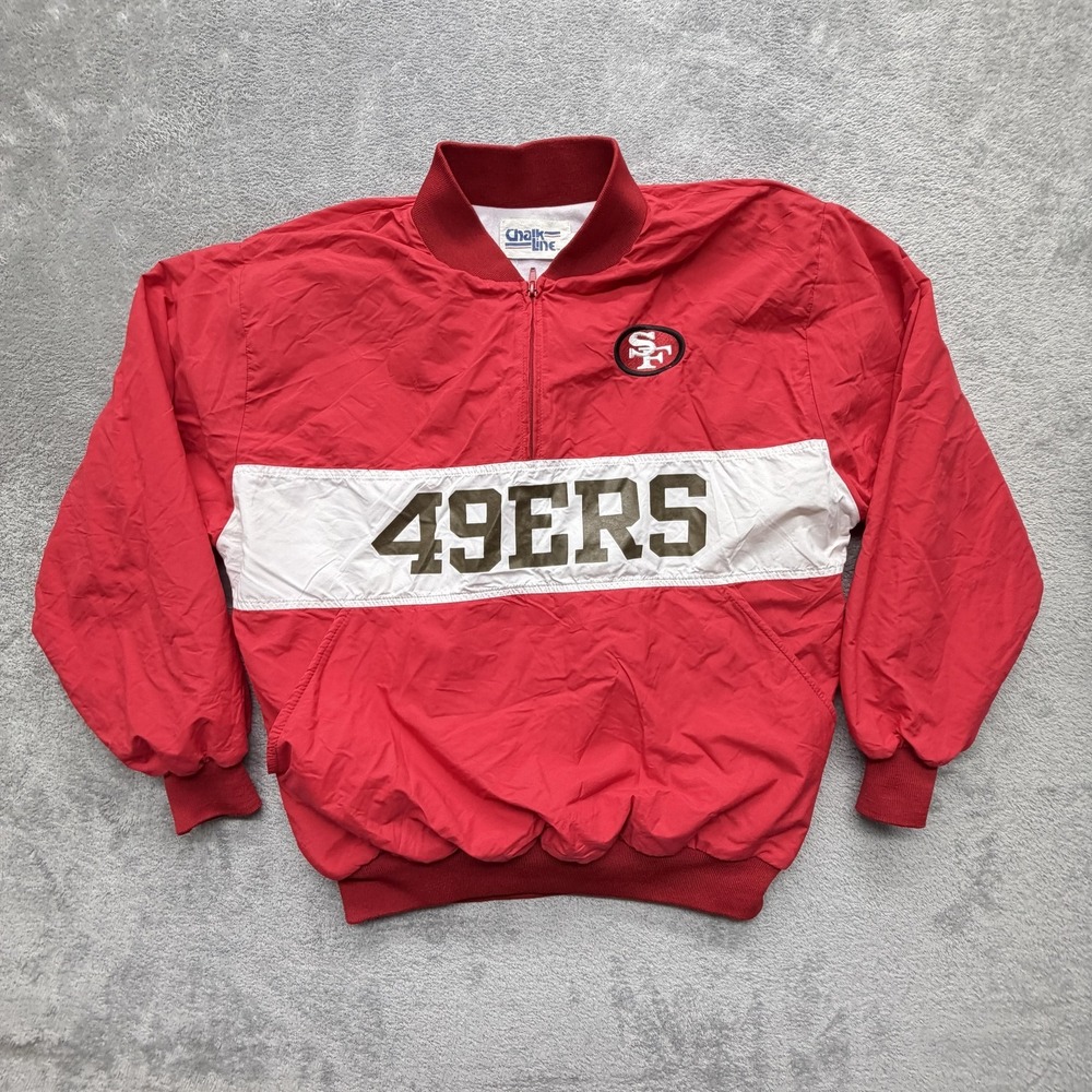 San Francisco 49ers Jacket Mens Large Red NFL Football Chalk Line Pullover